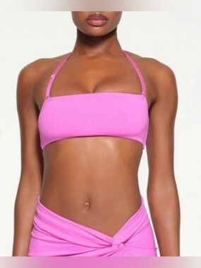 SKIMS Neon Pink Bandeau Swim Top Size XL Barbiecore Bikini Top Strapless Halter